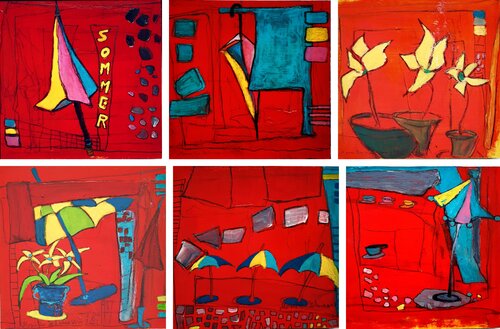 Sommergeschichte in 6 Bildern par Monika Lehmann, Peinture en vente sur Singulart