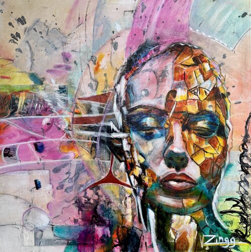 Future of Gilded Imminence | Original Abstract Oil Painting by Theresa Zingg van Theresa Zingg, Schilderij te koop op Singulart