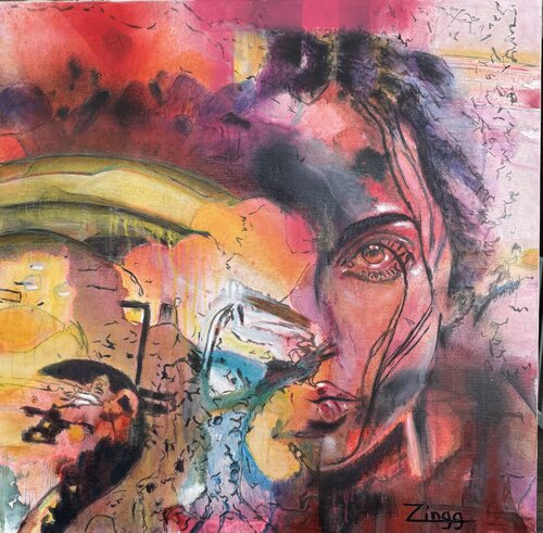 Marveling Rouge | Expressive Abstract Canvas by Theresa Zingg by Theresa Zingg, Painting for Sale on Singulart