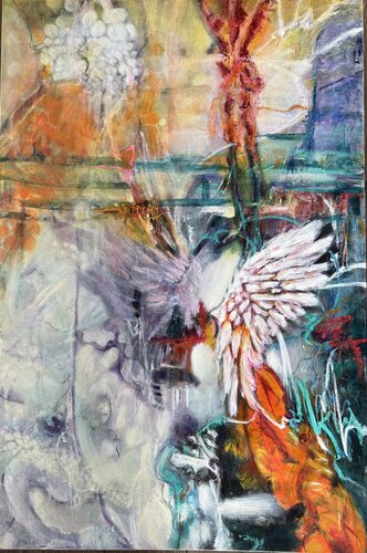 Bold Abstract Oil Painting | Whispers in Flight Canvas in Oil di Theresa Zingg, Pittura in vendita su Singulart