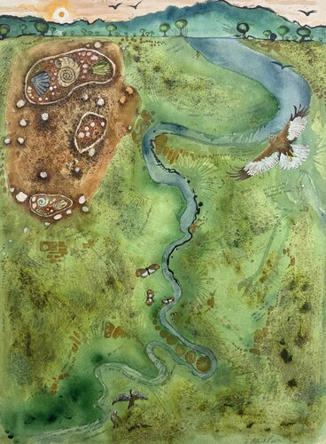 Kāhu and the Mangrove Forest von Phillip Roös, Werk auf Papier kaufen auf Singulart