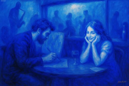 🎧 Silence in Blue von JozeXart, Malerei kaufen auf Singulart
