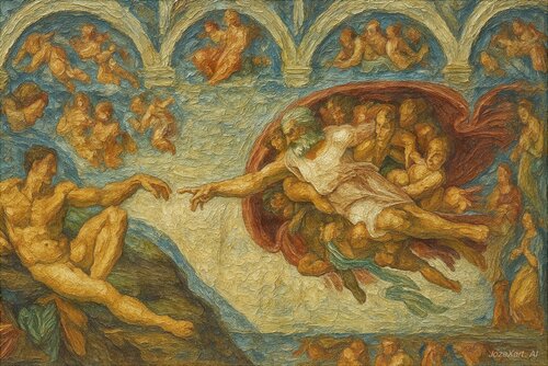 ✨ Les Fresques religieuses de Michel-Ange von JozeXart, Malerei kaufen auf Singulart