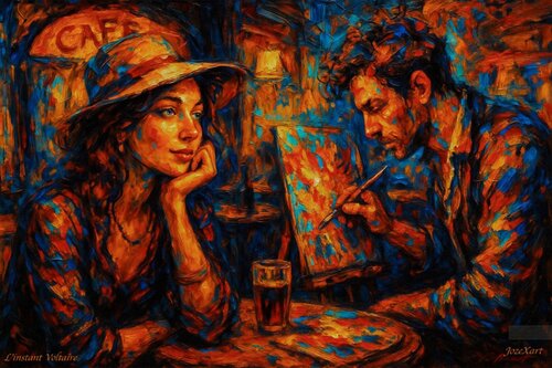 ☕️L’instant Voltaire – Bonheur parisien de JozeXart, Pintura a la venta en Singulart
