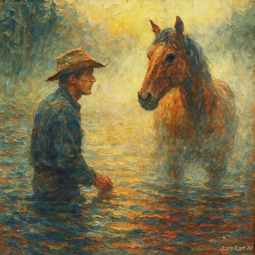 Whisper in the River - Tribute to Robert Redford de JozeXart, Pintura a la venta en Singulart