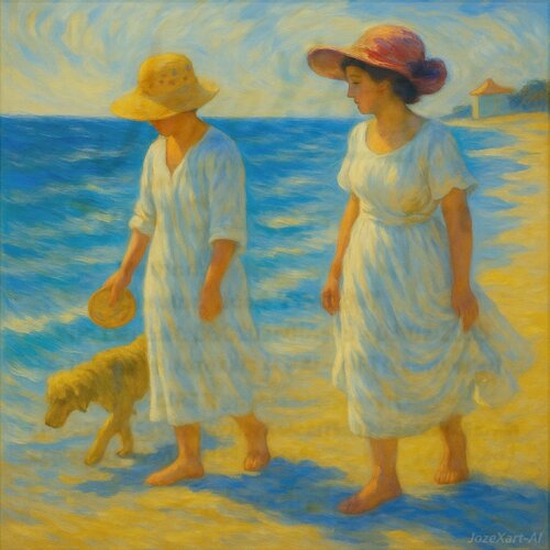 🌊☀️ Promenade au bord de la mer - Echo Sorolla von JozeXart, Malerei kaufen auf Singulart