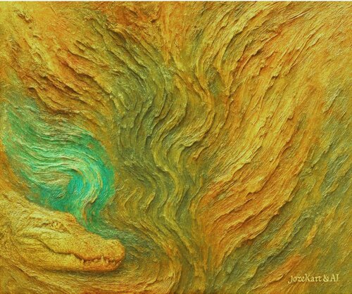 🔥 1. Les Racines du Crocodile – Mémoire Tellurique van JozeXart, Schilderij te koop op Singulart