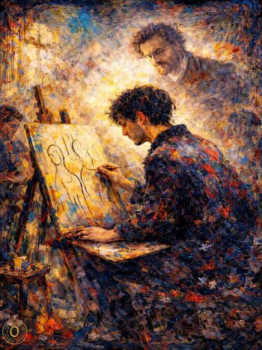 Florence 1905 — Modigliani & Fattori | TypoChromic Resonance van JozeXart, Schilderij te koop op Singulart