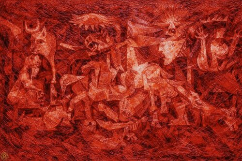 Trouble — Guernica — Résonance Picasso par JozeXart, Peinture en vente sur Singulart