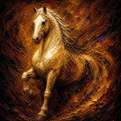 🐎 Aurum Equus I — L’Arrêt Royal van José VINCENT — JozeXart, Schilderij te koop op Singulart
