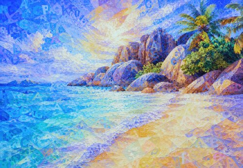 Azure Source — Seychelles Resonance di José VINCENT — JozeXart, Pittura in vendita su Singulart
