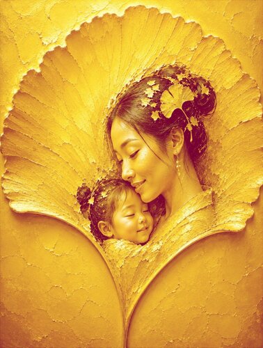 Mother's Day — Golden Ginkgo by José VINCENT — JozeXart, 絵画 for Sale on Singulart