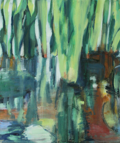 Tæt på siv og sø 1 (Close to reeds and lake 1) van Stine Lindborg, Schilderij te koop op Singulart