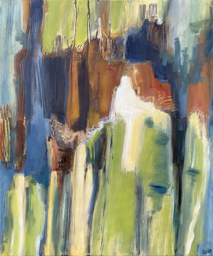 Tæt på siv og sø 2 (Close to reeds and lake 2) van Stine Lindborg, Schilderij te koop op Singulart