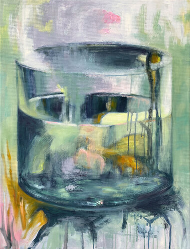 Et glas vand nr. 24 (A glas of water 24) van Stine Lindborg, Schilderij te koop op Singulart