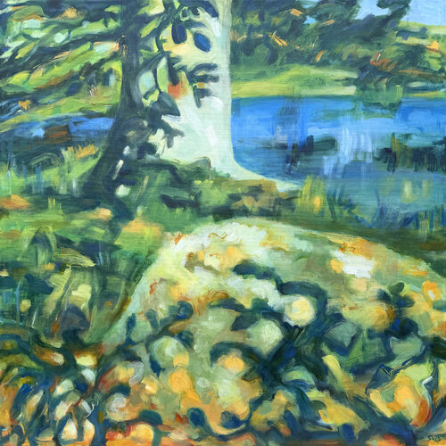 I skoven 8 (In the forest 8) van Stine Lindborg, Schilderij te koop op Singulart