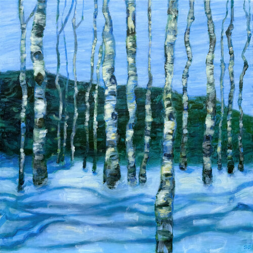 I skoven 9 (In the forest 9) van Stine Lindborg, Schilderij te koop op Singulart