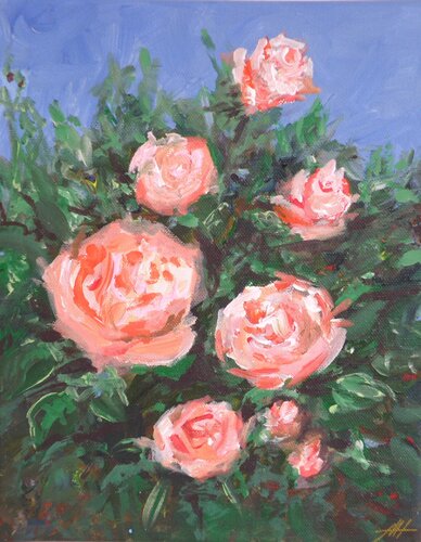 Peach Roses von Maria Heinrich, Malerei kaufen auf Singulart