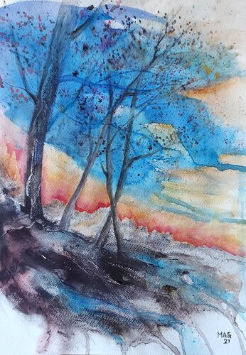 Tramonto in montagna von Maria Antonietta Garzia, Malerei kaufen auf Singulart
