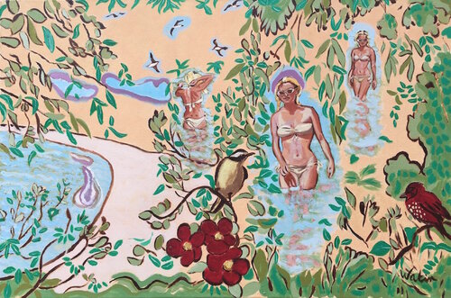 Adèle plage du Lotu van Françoise Watin, Schilderij te koop op Singulart