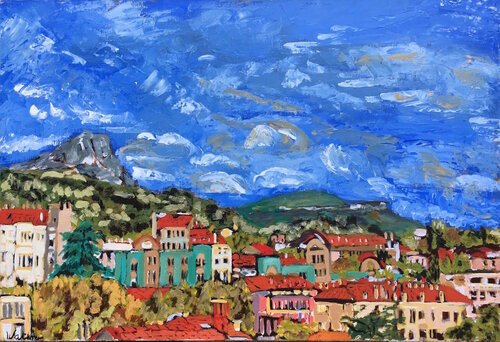 La Sainte Victoire vue d'Aix-en-Provence. di Françoise Watin, Pittura in vendita su Singulart