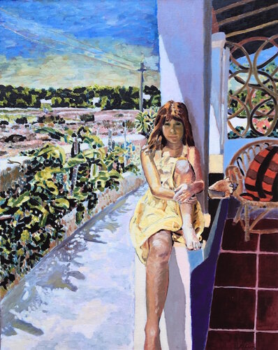 Adèle à la robe jaune. van Françoise Watin, Schilderij te koop op Singulart