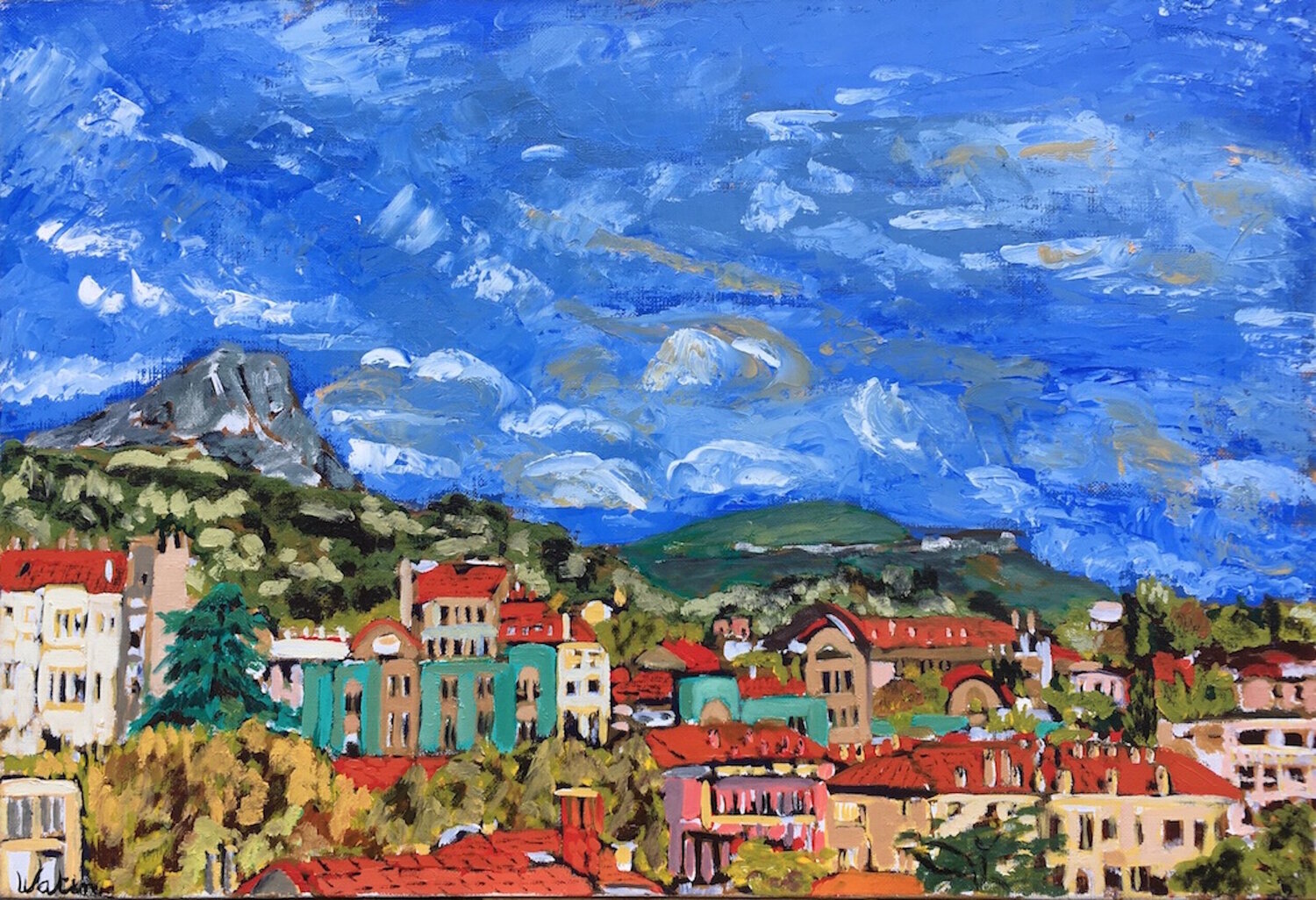 La Sainte Victoire vue d'Aix-en-Provence. Françoise Watin Dipinto originale in vendita