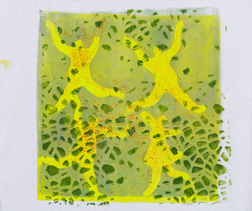 Zuviel Tarantella im Blattwerk van Liselotte Bombitzki, Werk op papier te koop op Singulart