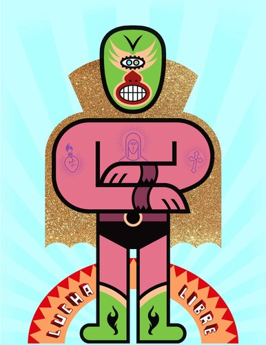 EL SANTO > LED light display van Tino Nitschke, Afdruk te koop op Singulart