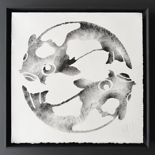 Koi / Black Ink / 44 x 44 cm by Andrea Mönch, Work on Paper for Sale on Singulart