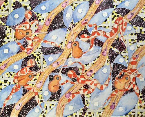 🎶🌏Music & Art. Turning the World upside down 🌏🎶 van John Goldsworthy, Schilderij te koop op Singulart