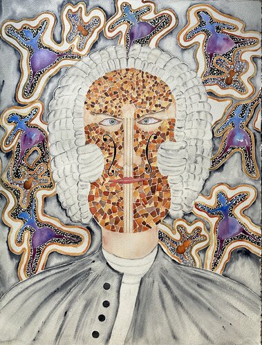 🎼The Man Behind the Mask🎼 di John Goldsworthy, Pittura in vendita su Singulart