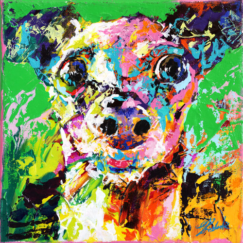 Italian greyhound 15 van Tadaomi Kawasaki, Schilderij te koop op Singulart