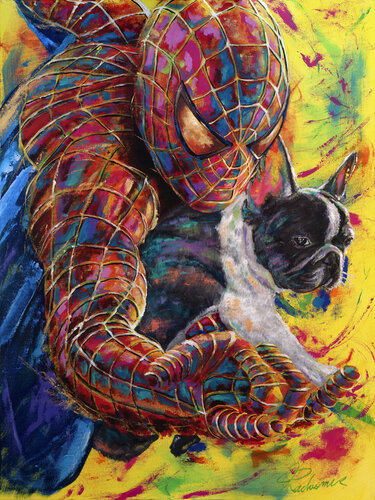Spider - Man / Frenchie van Tadaomi Kawasaki, Schilderij te koop op Singulart