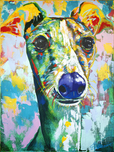 Italian Greyhound van Tadaomi Kawasaki, Schilderij te koop op Singulart