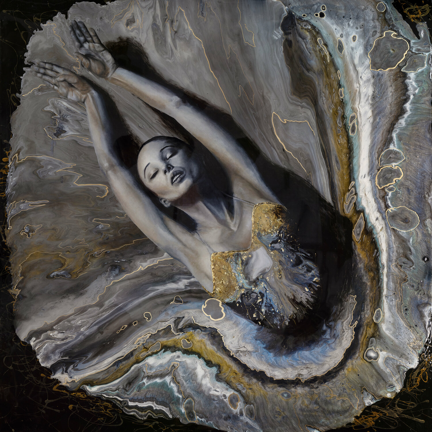 Mermaid in the water Tadaomi Kawasaki Originalgemälde zu verkaufen