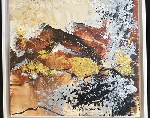 Berglandschaft gold par Irina Staud, Peinture en vente sur Singulart