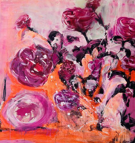 Flowerpower in pink par Irina Staud, Peinture en vente sur Singulart