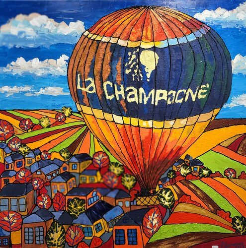 La Champagne en montgolfière par Elena Lanceleux, Peinture en vente sur Singulart