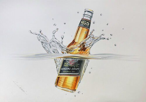 Beer Bottle splash von Leonello Calvetti, Malerei kaufen auf Singulart