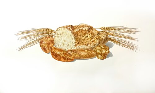 Composizione con Pane e Spighe (1997) von Leonello Calvetti, Malerei kaufen auf Singulart