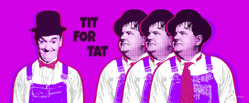 TIT FOR TAT (Laurel and Hardy - Dick und Doof - Stan Laurel is Arthur Stanley Jefferson - Oliver Hardy is Norvell Hardy) von Kauli aka Christof Kaul, Druck kaufen auf Singulart