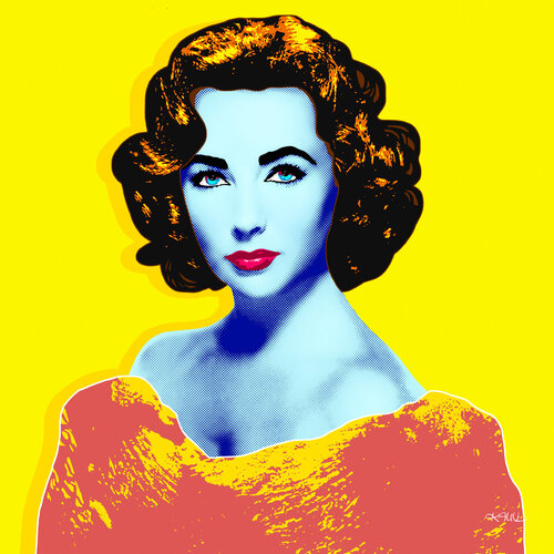 Liz under the Sun (Liz Taylor - Dame Elizabeth Rosemond Taylor) von Kauli aka Christof Kaul, Druck kaufen auf Singulart