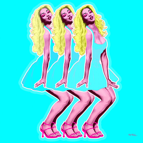 Shirin David: Super Size 90-60-111 in Aqua (Barbara Schirin Davidavičius) par Kauli aka Christof Kaul, Édition en vente sur Singulart