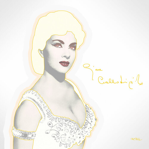 Gina nazionale in Amaretto (Gina Lollobrigida - Luigia ‘Gina’ Lollobrigida) by Kauli aka Christof Kaul, Print for Sale on Singulart