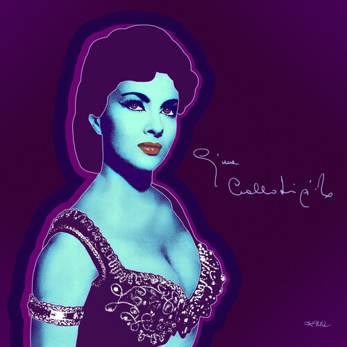 Gina nazionale in Azzurino (Gina Lollobrigida - Luigia ‘Gina’ Lollobrigida) de Kauli aka Christof Kaul, Impresión a la venta en Singulart