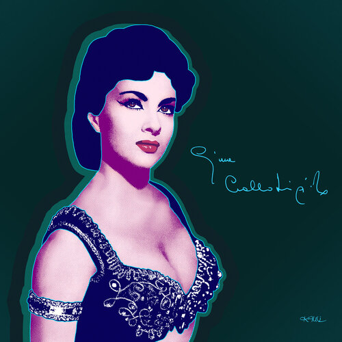 Gina nazionale in Elizabethan England (Gina Lollobrigida - Luigia ‘Gina’ Lollobrigida) by Kauli aka Christof Kaul, Print for Sale on Singulart