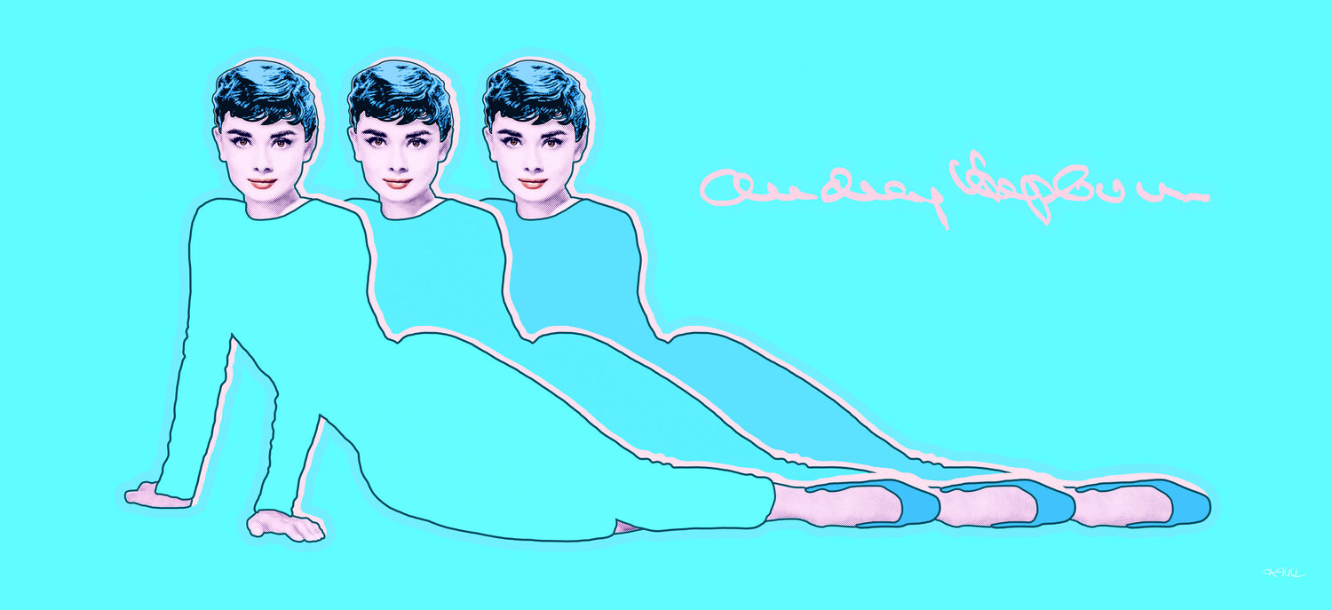 Sabrina aka Audrey Hepburn (Audrey Kathleen Ruston) door Kauli aka Christof  Kaul (2025) : Afdruk Giclée print op Papier - Singulart, image size:1500x687