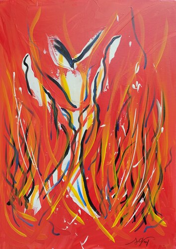 Il danse entre les flammes von Sylvie Graf, Malerei kaufen auf Singulart