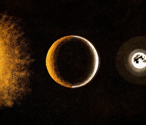 SUN EARTH MOON by ALESSANDRA MERLI, Painting for Sale on Singulart